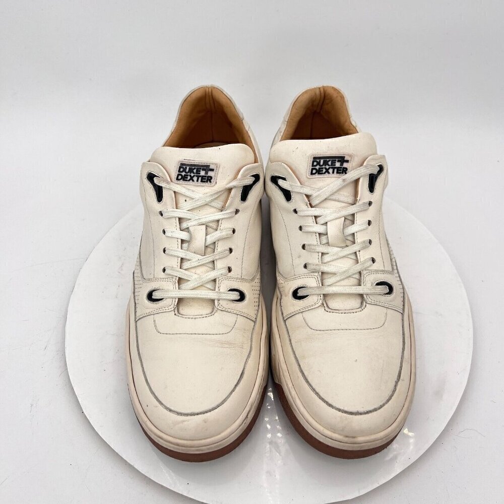 Duke & Dexter Men Size 10 Cream Ivory Perforated Leather Sneaker - Picture 3 of 16